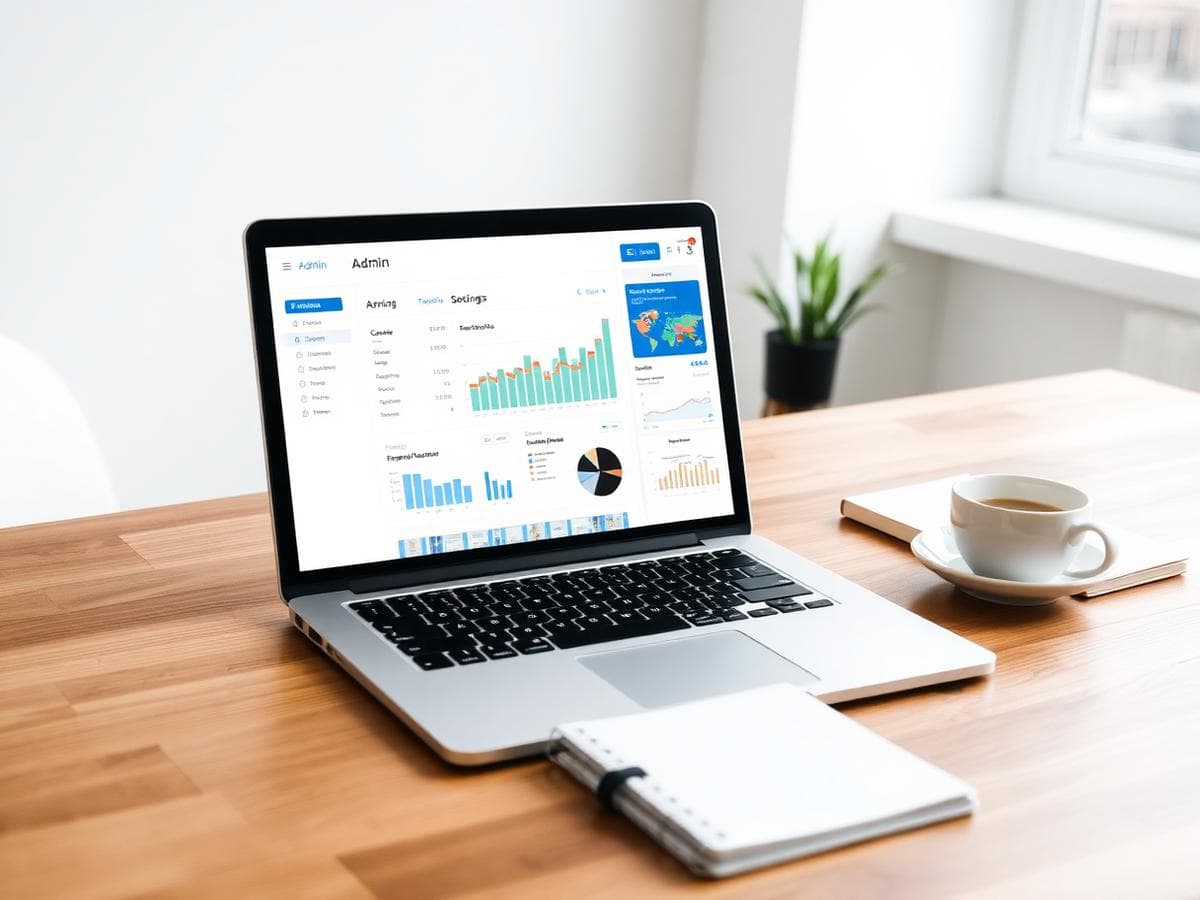Travel agency admin dashboard open on a laptop